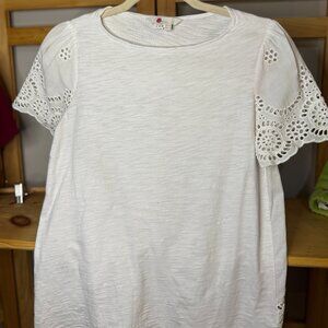Boden White Eyelet Lace Cotton Top | Size US 6 / UK 10